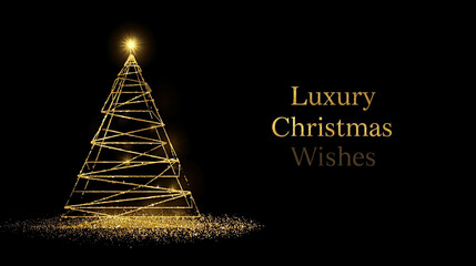 Fototapeta premium Elegant luxury christmas tree illuminated with golden lights festive holiday celebration