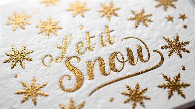 Sparkling let it snow christmas design festive holiday snowflakes and typography