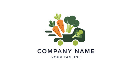 Fresh Vegetable Delivery Truck Logo Design.