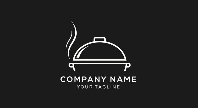 Elegant Food Cloche Logo Design with Steam, Minimalist Restaurant Branding.