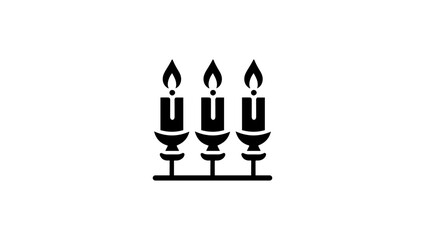 Fototapeta premium Candle, fire, rays logo icon vector in black and white 