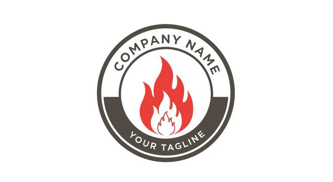 Fiery emblem logo design with company name and tagline for branding.