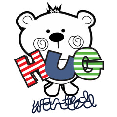 cute teddy  animals print vector