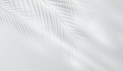 Abstract gray background with soft tropical leaf shadows and gentle light reflections. Display pedestal mockup minimal scene empty stage for presentation product, stand, showcase, exhibition, display
