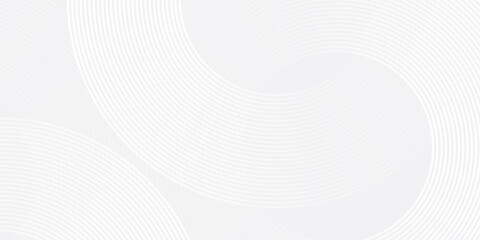 Abstract white glowing geometric lines on gray background. Modern shiny blue circle lines pattern.