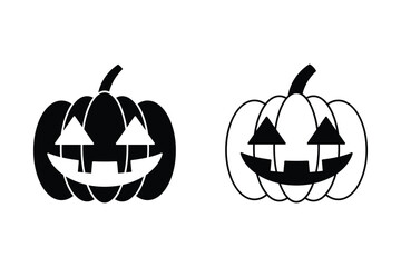 Halloween Pumpkin icon set silhouette vector illustrations on white background.