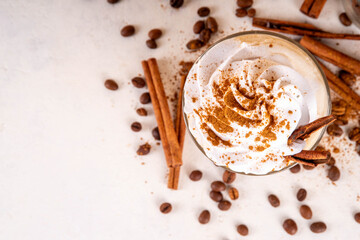Cinnamon latte with whipped cream