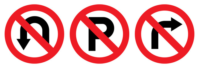 No u turn sign no parking sign no right turn sign road signs traffic signs prohibition