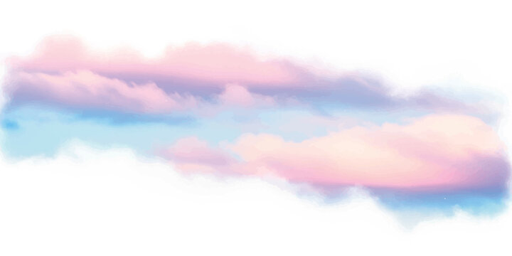 Pastel clouds with pink and blue hues soft watercolor texture dreamy background for graphic design