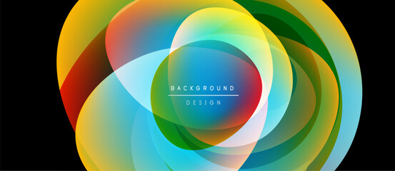 Obraz premium Abstract colorful layers create dynamic visual effect. Overlapping circles form modern background design. Bright hues blend seamlessly.