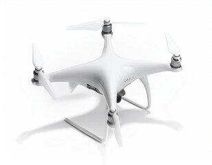 White drone, hovering, isolated on white