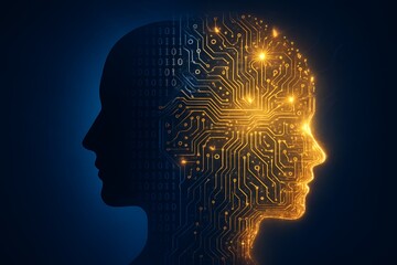 Obraz premium Digital human brain with glowing circuits representing artificial intelligence