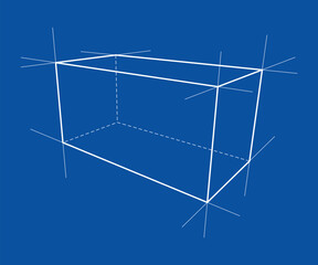 Geometric Wireframe on Blue Background