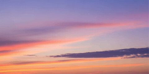 Dramatic sunset sky with colorful clouds a vibrant gradient of orange pink and purple creating a peaceful and serene atmosphere