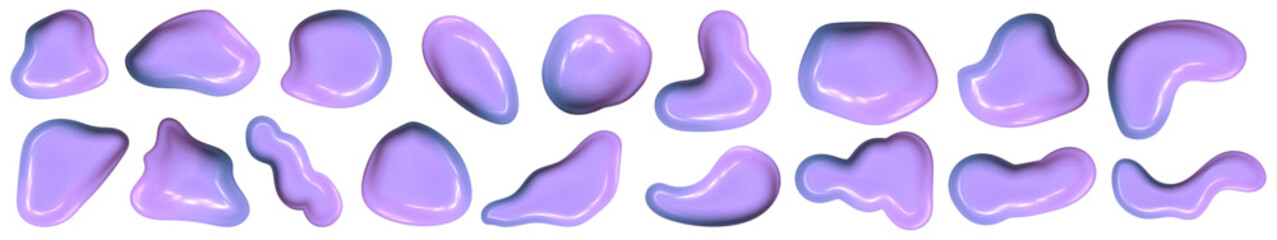 Smooth chrome 3D blob with liquid shine. Y2K abstract shape reflects metallic light and dreamy 3D blob surface.