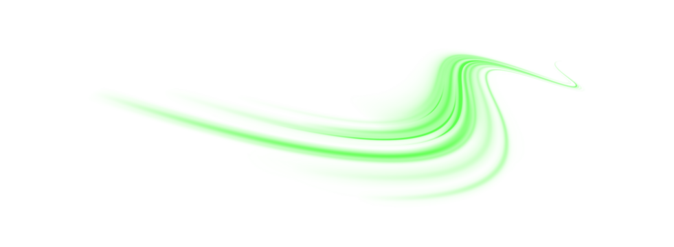 Green line PNG overlay, dynamic swirling streaks, glowing abstract motion
