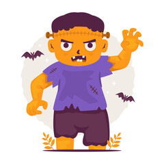 Frankenstein Monster Halloween Character Vector Illustration