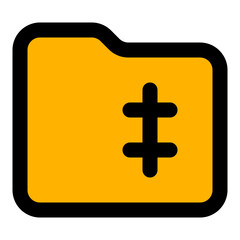 Zip Folder Filled Line Icon Vector, Bold Outline Folder and Document Symbol for File Management and Office Organization Concept