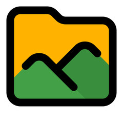 Image Folder Filled Line Icon Vector, Bold Outline Folder and Document Symbol for File Management and Office Organization Concept