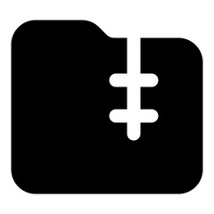 Zip Folder Glyph Icon Vector, Solid Folder and Document Symbol for File Management and Office Organization Concept