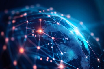 Digital world map showing global network connection