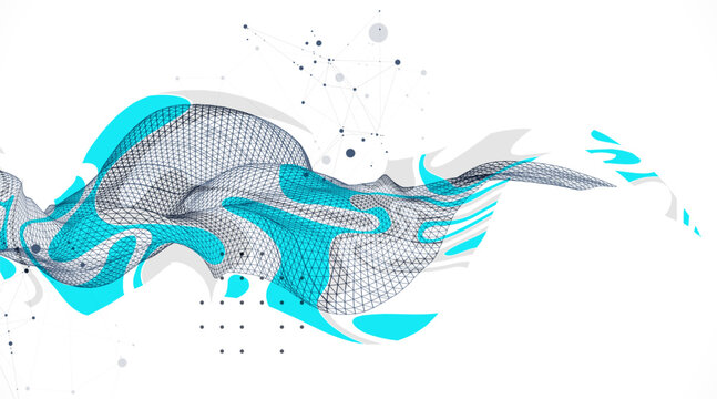 The abstract wave is made in a frame style. Template for science and technology presentation. Vector art.