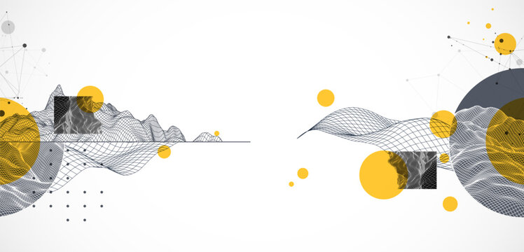 Modern science and technology background. Abstract wireframe art. Vector.