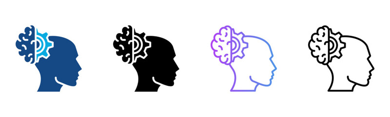 Psychology Icon Multiple Style Vector Illustration
