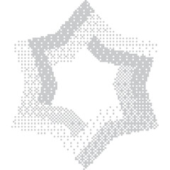 Abstract Pixelated Star Shape with Transparency on a White Background