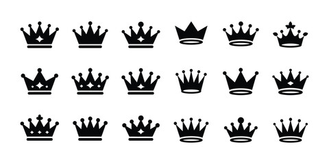 Crowns Vector Illustration Set Regal Headwear Collection Design Elements © MdJobaidul