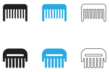 hair comb vector set, hairdresser barber comb silhouette and line icon vector illustration