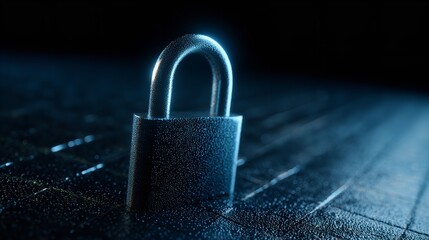 Fototapeta premium Cyber Security: A Metal Padlock Symbolizing Data Protection and Digital Safety