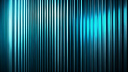 3d illustration of a wall of vertical, corrugated metal panels illuminated by a bright, cool blue light, creating a sleek, modern, and industrial textured background