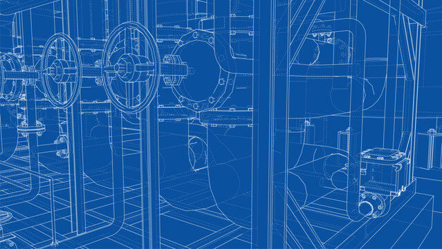 Industrial Blueprint Design. Vector