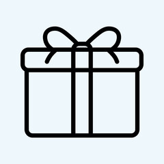 Black outline gift box with ribbon bow present