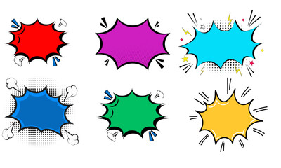 Comic Explosion Pop Art Box Silhouettes Vector Set &ndash; Retro Graphic Elements for Creative Storytelling