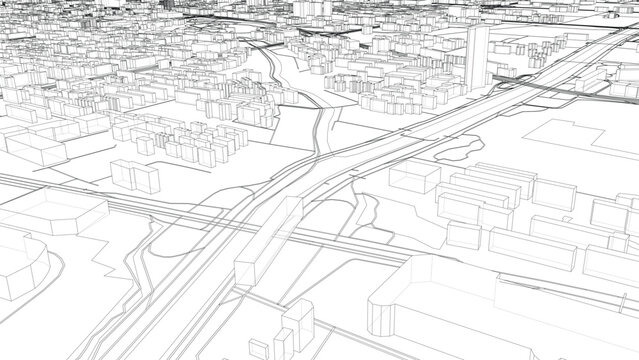 Urban Wireframe Cityscape
