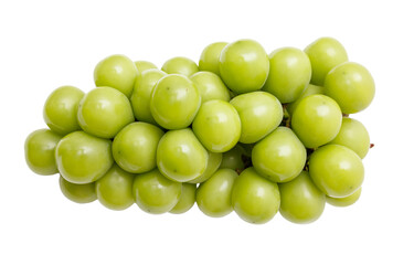 A bunch of green grapes on a white background