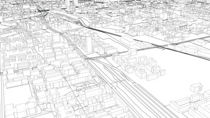 Obraz premium Urban Wireframe Cityscape