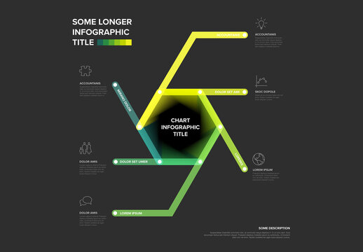 Modern Hexagonal Infographic Layout with Abstract Gradient Chart Elements