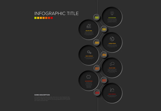 Modern Dark Infographic Timeline Design with Circles