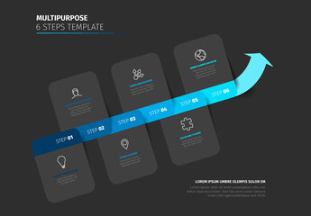 Multipurpose 6 Steps Template with Arrow Infographic Design
