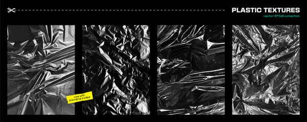 Plastic Bag Crumpled Textures Set Vector EPS10 Collection