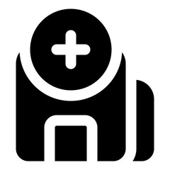 Obraz premium Hospital Glyph Icon Vector, Solid Medical and Healthcare Symbol for Hospital and Doctor Concept