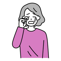 泣く年配の女性