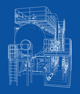 Industrial Machinery Blueprint. Vector