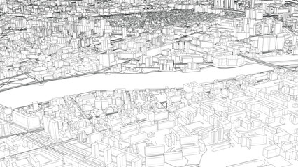 Urban modern landscape. Vector rendering of 3d