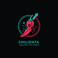 HOT Chili with data tech logo symbol icon vector graphic design illustration idea creative.eps