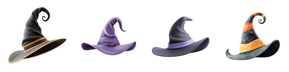 Witch Hat Collection: Halloween Costume Element on White