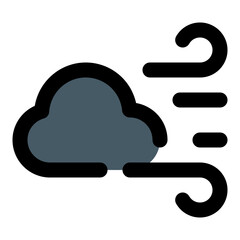 Windy Filled Line Icon Vector, Bold Outline Weather and Climate Symbol for Forecast and Meteorology Concept
